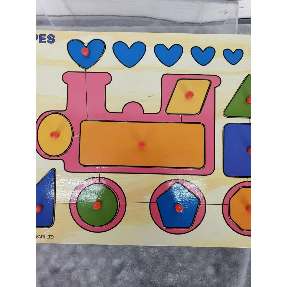 Safari 1998 Vintage‎ Shapes Train Knob Wooden Puzzle